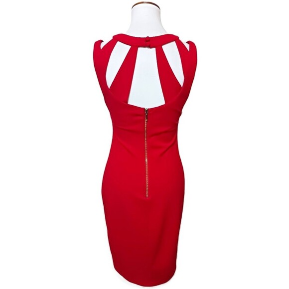Premier Amour Y2K Sheath Bodycon Cutout Red Party Dress Women's Size 6 Christmas - Picture 5 of 7